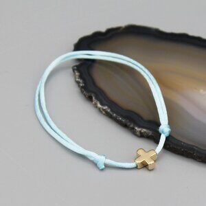 Jewelry cross blue string bracelet adjustable fashion delicate brand new